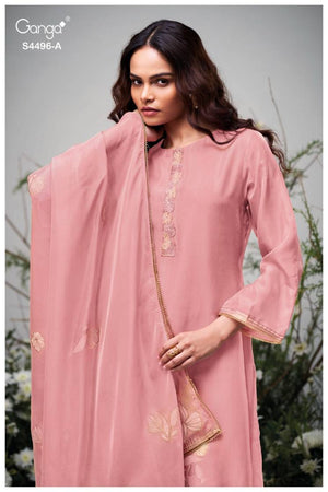 GANGA HUSNA S4496 PREMIUM PURE VISCOSE WOVEN SILK SUIT