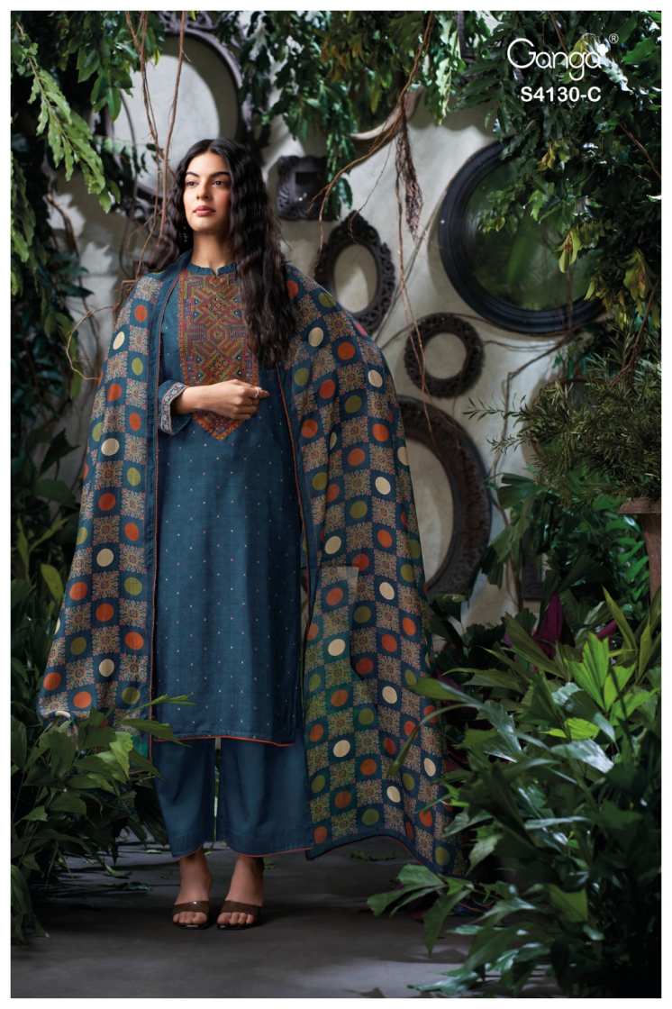 BUY GANGA SUITS WITH PRICE GANGA ILEANA S4130 DUPATTA DESIGN