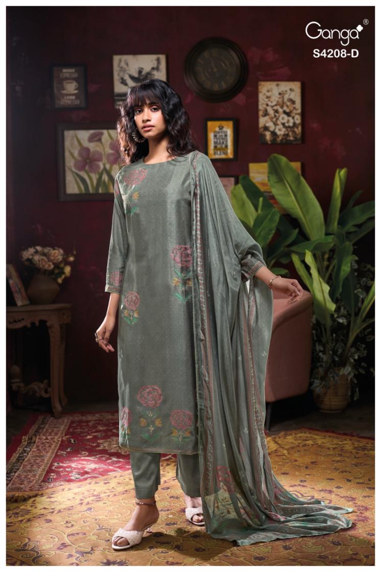 BUY GANGA SUITS ONLINE SALE GANGA INAIKA S4208 FRONT VIEW
