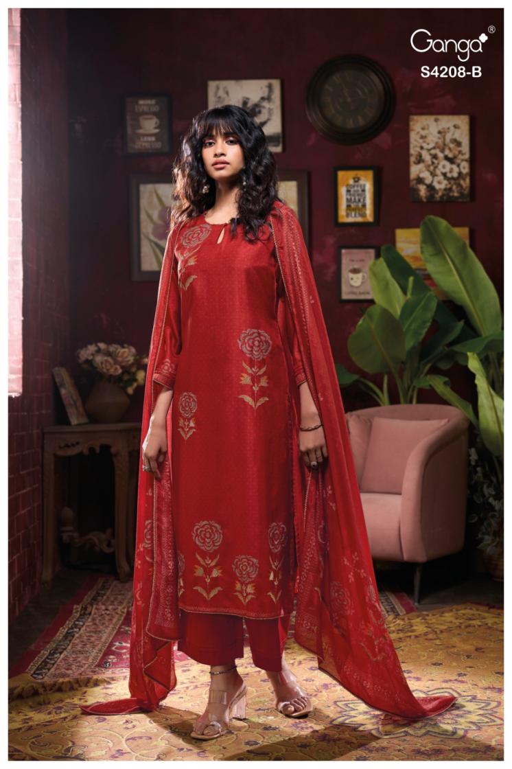 BUY GANGA SUITS ONLINE SALE GANGA INAIKA S4208 FULL SET