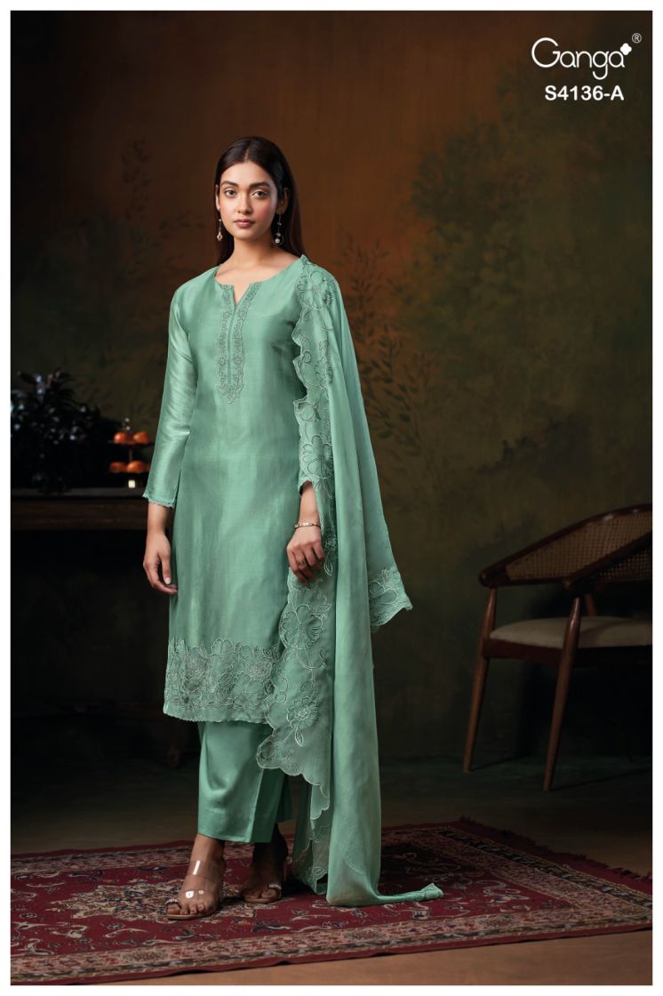BUY GANGA SUITS ONLINE WITH PRICE GANGA INIYA S4136 FRONT VIEW