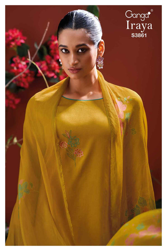 BUY GANGA SUITS WITH PRICE GANGA IRAYA S3861 FABRIC DETAIL