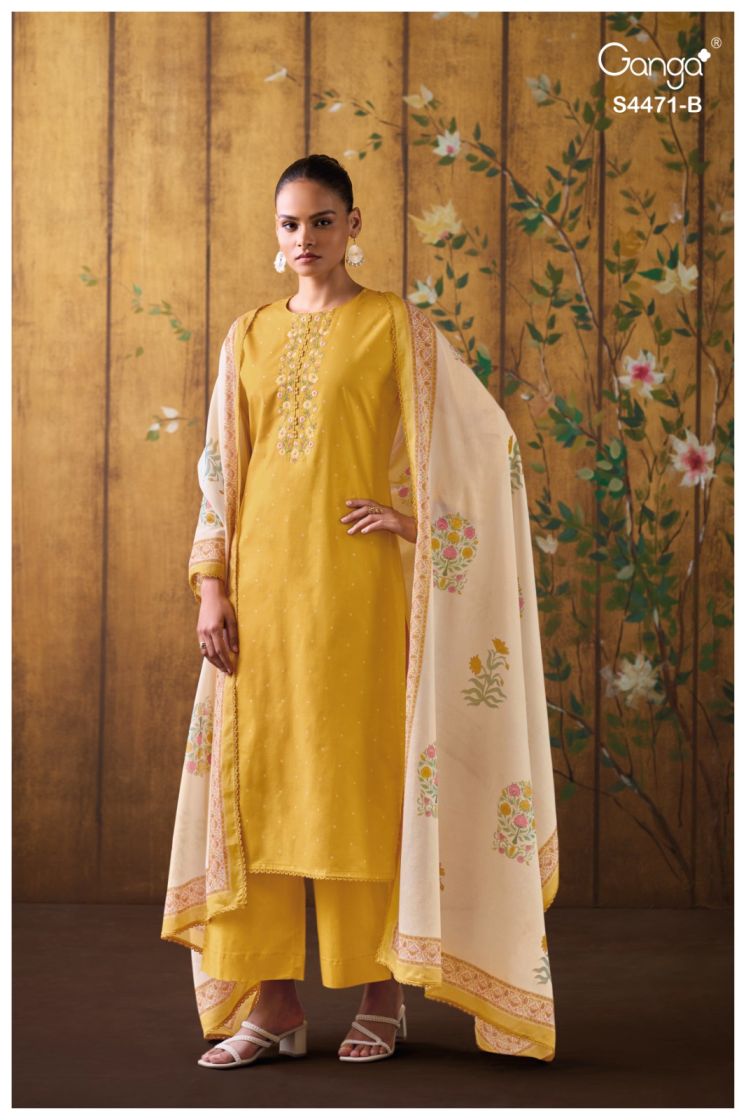 BUY GANGA SUITS ONLINE SALE GANGA IREEM S4471 FABRIC DETAIL