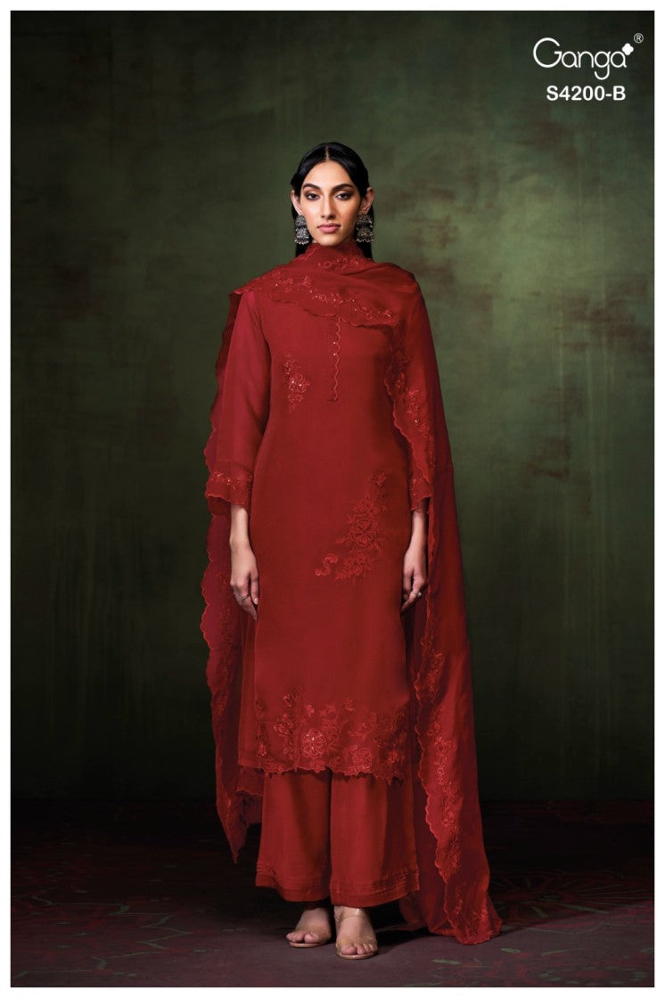 BUY GANGA SUITS SINGLE PIECE GANGA ISHINA S4200 DUPATTA DESIGN