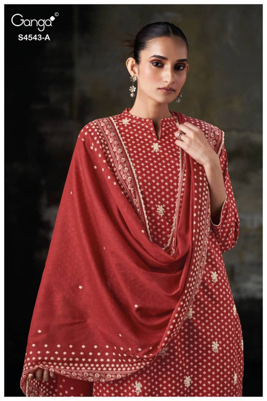 BUY GANGA SUITS ONLINE GANGA IZELIA S4543 DUPATTA DESIGN
