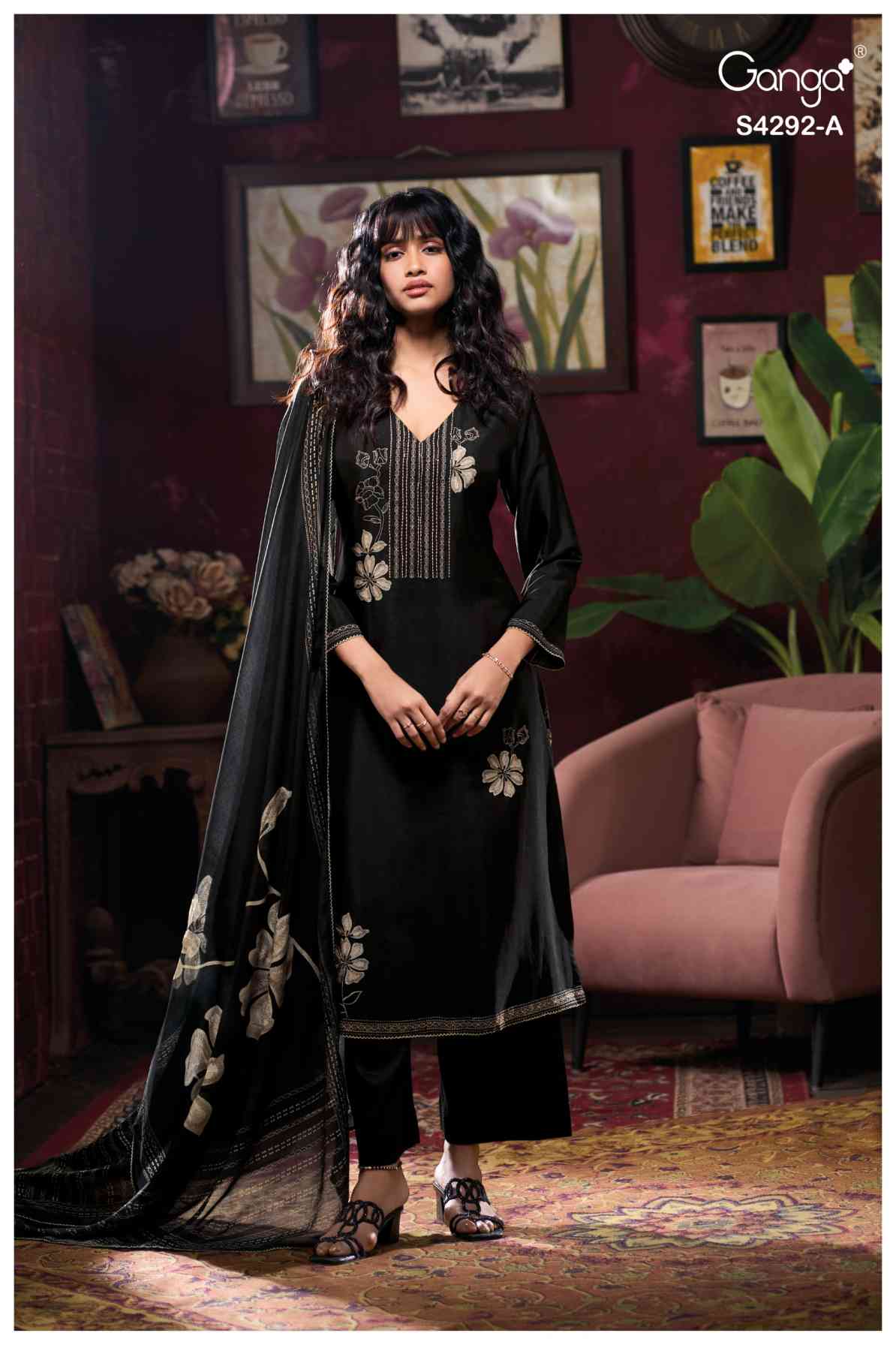 BUY GANGA SUITS ONLINE SALE GANGA JASLEEN S4292 FRONT VIEW