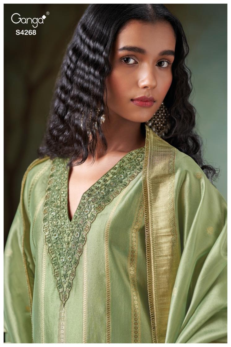 BUY GANGA SUITS ONLINE SALE GANGA JASMIRA S4268FABRIC DETAIL