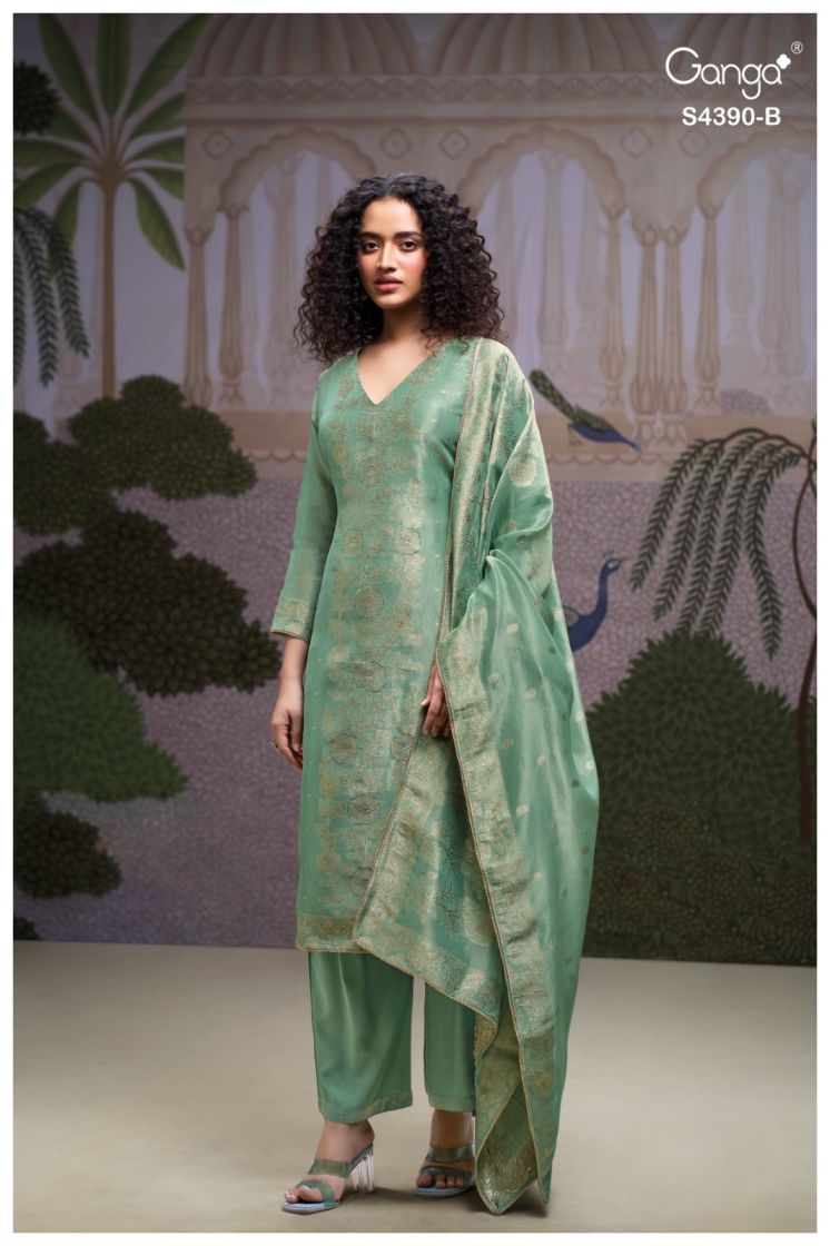 BUY GANGA SUITS ONLINE SALE GANGA JIVANA S4390 FULL SET