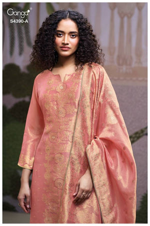 GANGA JIVANA S4390 PREMIUM PURE BEMBERG SILK JACQUARD SUIT