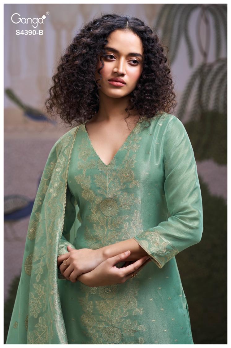 BUY GANGA SUITS ONLINE SALE GANGA JIVANA S4390 TOP DESIGN