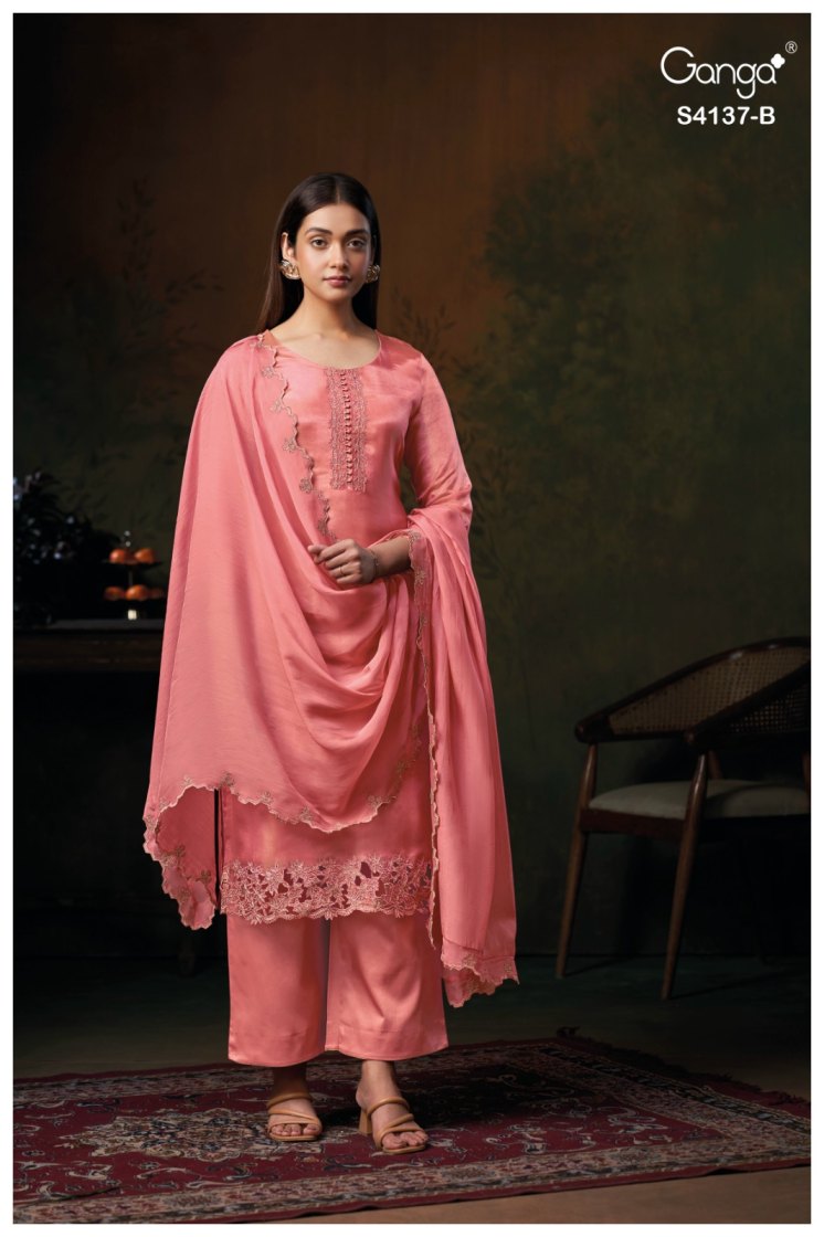 BUY GANGA SUITS ONLINE GANGA JOSIE S4137 FABRIC DETAIL