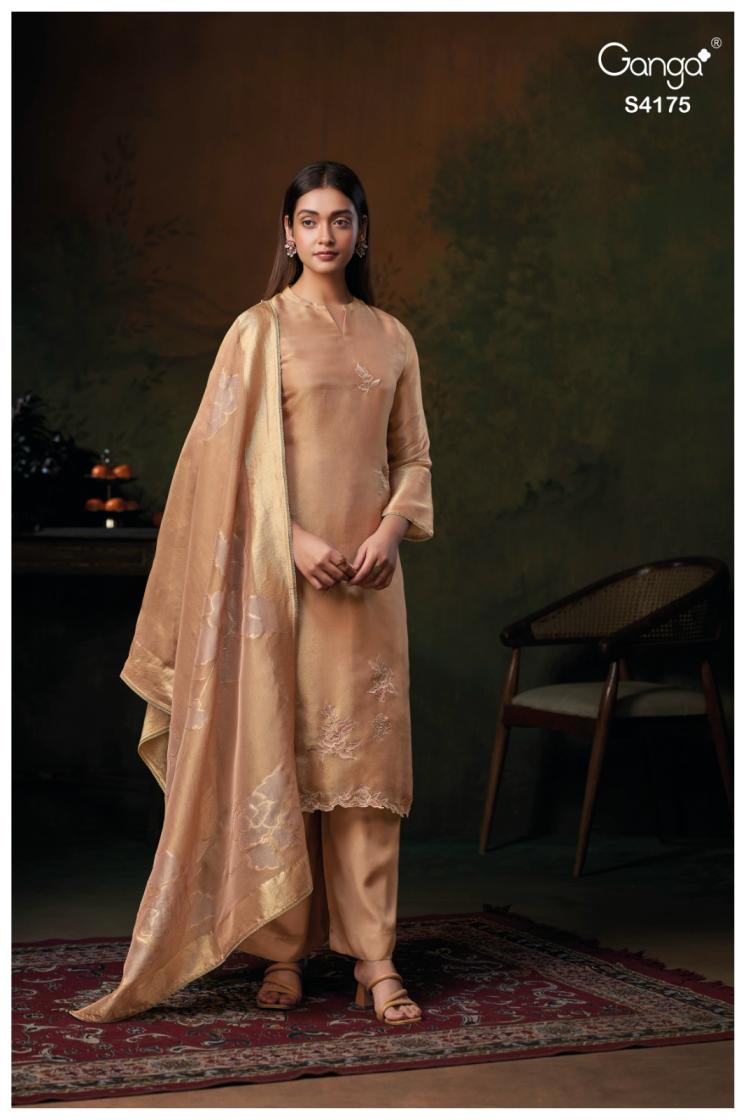 BUY GANGA UNSTITCHED SUITS ONLINE GANGA KASSIA S4175 FABRIC DETAIL