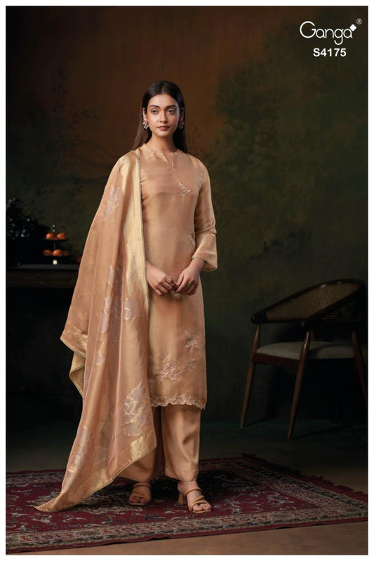 BUY GANGA UNSTITCHED SUITS ONLINE GANGA KASSIA S4175 FABRIC DETAIL