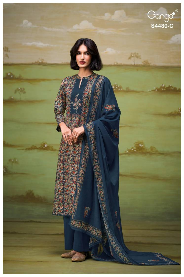 BUY GANGA SUITS ONLINE SALE GANGA KENZA S4480 FABRIC DETAIL