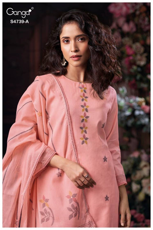 BUY GANGA SUITS ONLINE GANGA KIVANA S4739 FABRIC DETAIL