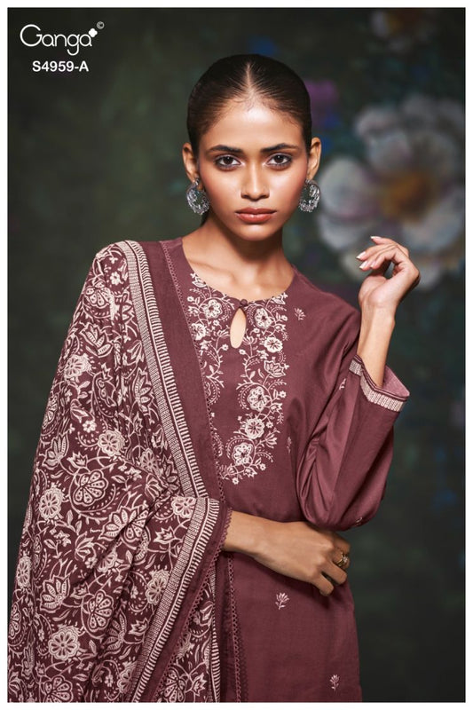 BUY GANGA SUITS SINGLE PIECE GANGA KIVIRA S4959 FULL SET