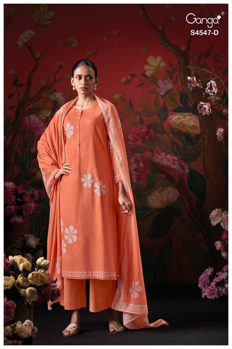 BUY GANGA SUITS ONLINE SALE GANGA KIVYA S4547 FABRIC DETAIL