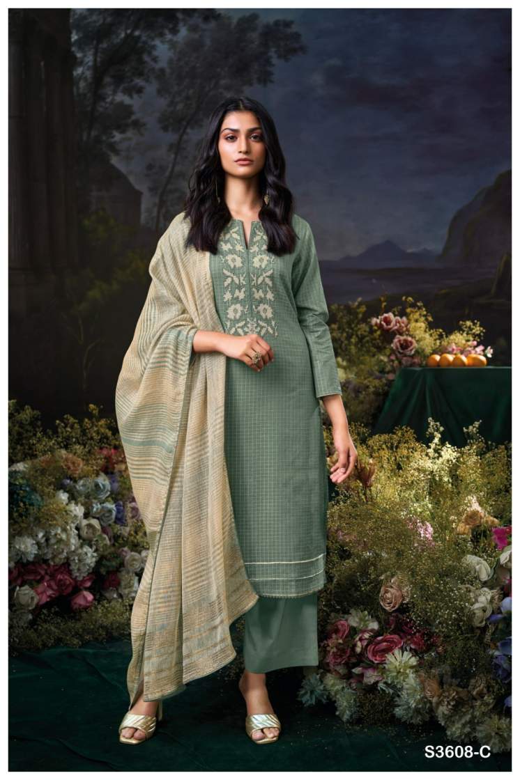 BUY GANGA SUITS ONLINE GANGA KRITHYA S3608 FRONT VIEW