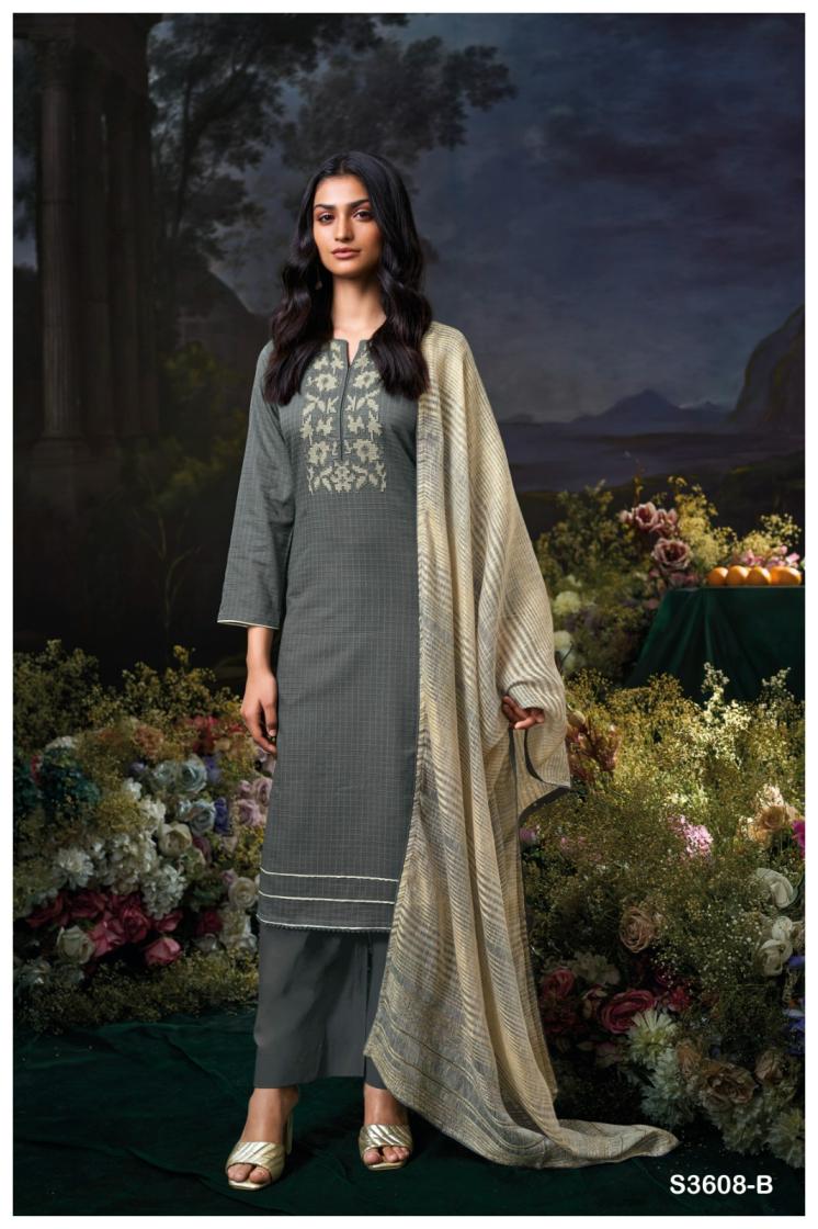 GANGA KRITHYA S3608 PREMIUM COTTON DOBBY WITH EMBROIDERY SUIT