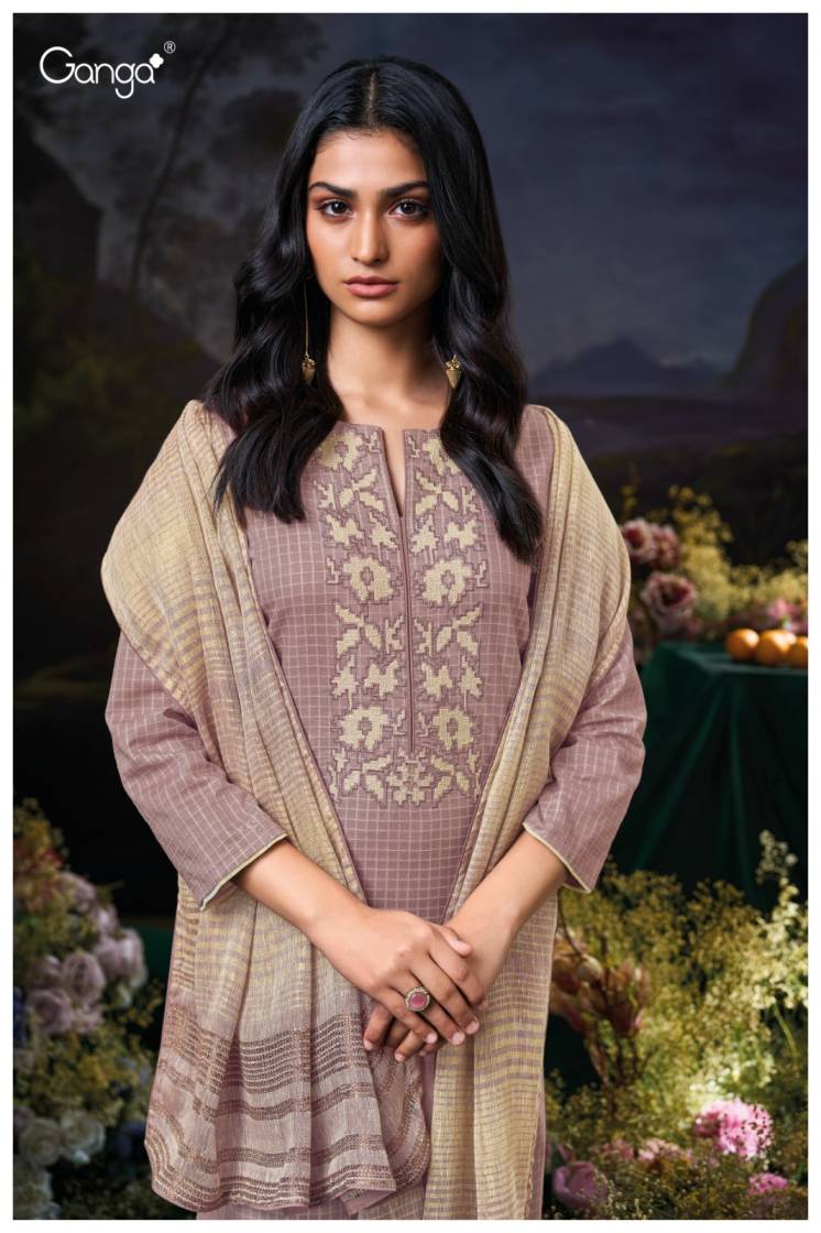 BUY GANGA SUITS ONLINE GANGA KRITHYA S3608 FABRIC DETAIL