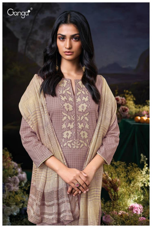 BUY GANGA SUITS ONLINE GANGA KRITHYA S3608 FABRIC DETAIL