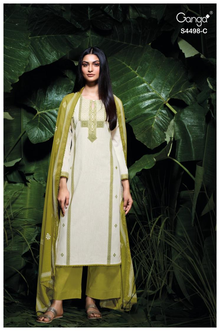 BUY GANGA SUITS ONLINE SALE GANGA KRITSHA S4498 FABRIC DETAIL