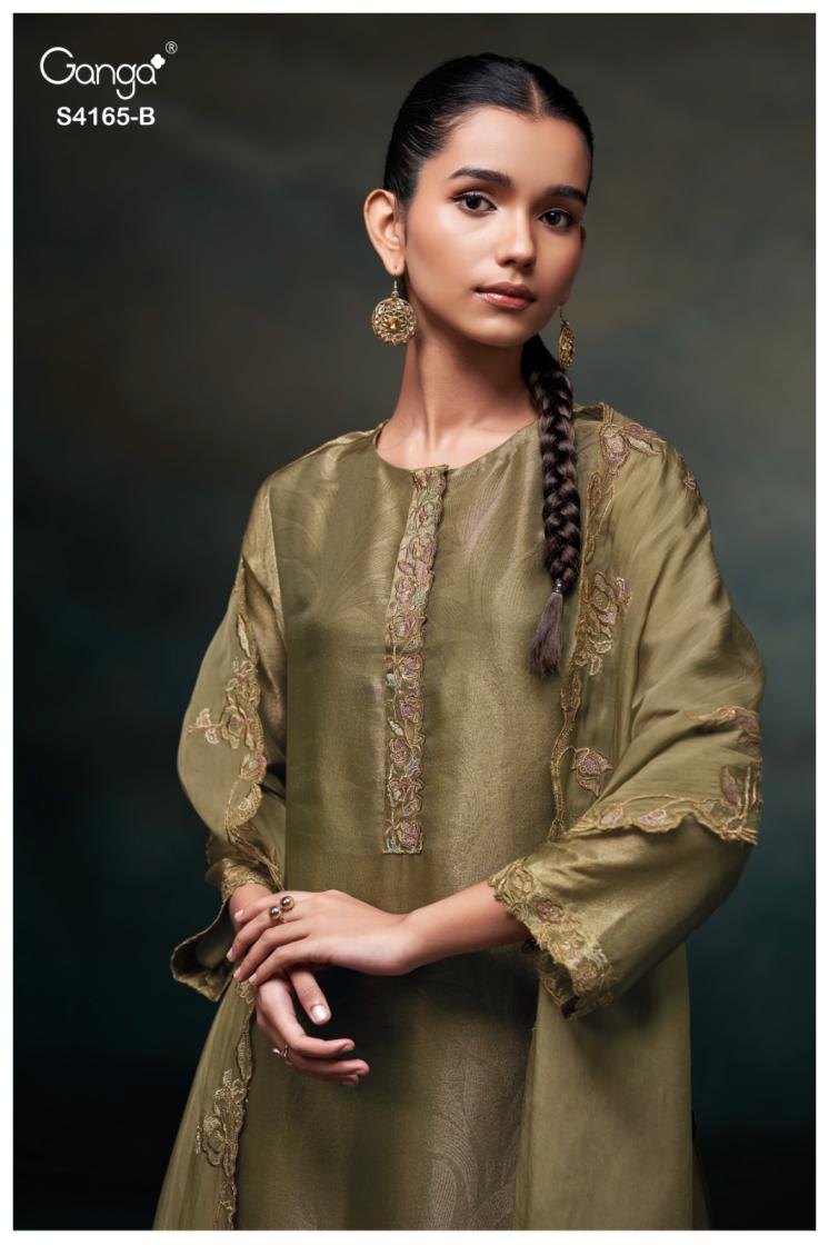 BUY GANGA UNSTITCHED SUITS ONLINE GANGA KYANA S4165 FABRIC DETAIL