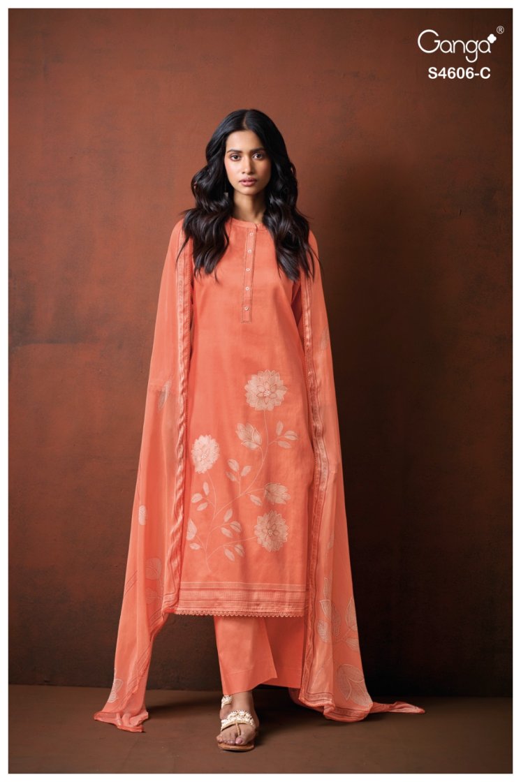 BUY GANGA SUITS ONLINE GANGA LAZEN S4606 DUPATTA DESIGN