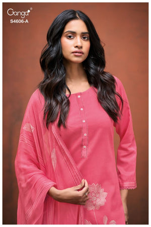 GANGA LAZEN S4606 PREMIUM COTTON SATIN SUIT
