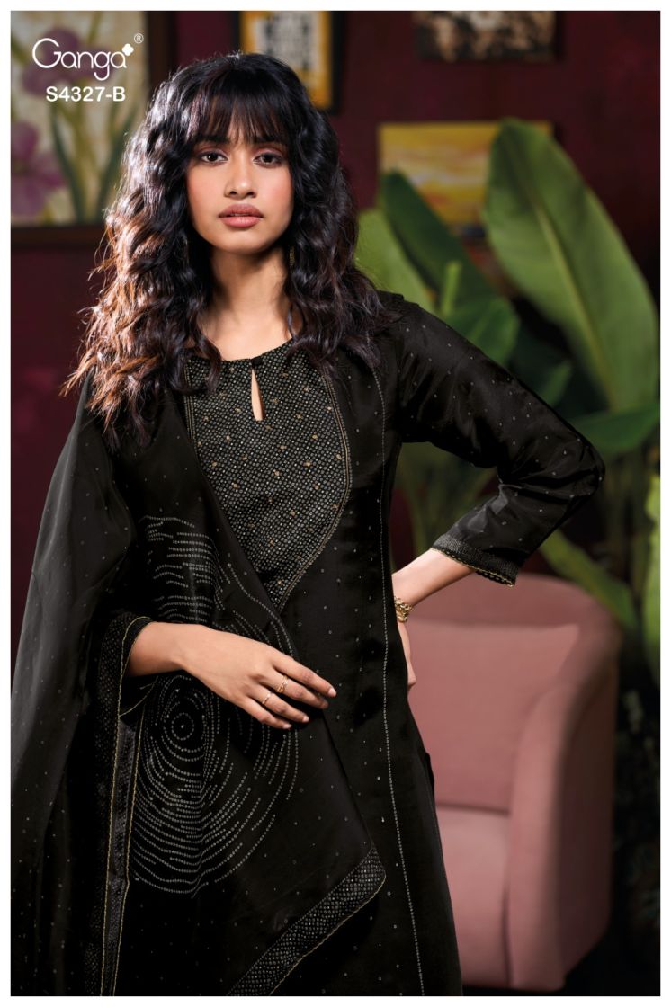 BUY GANGA SUITS ONLINE SALE GANGA LESHYA S4327 DUPATTA DESIGN