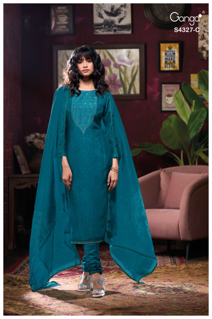 BUY GANGA SUITS ONLINE SALE GANGA LESHYA S4327 TOP DESIGN