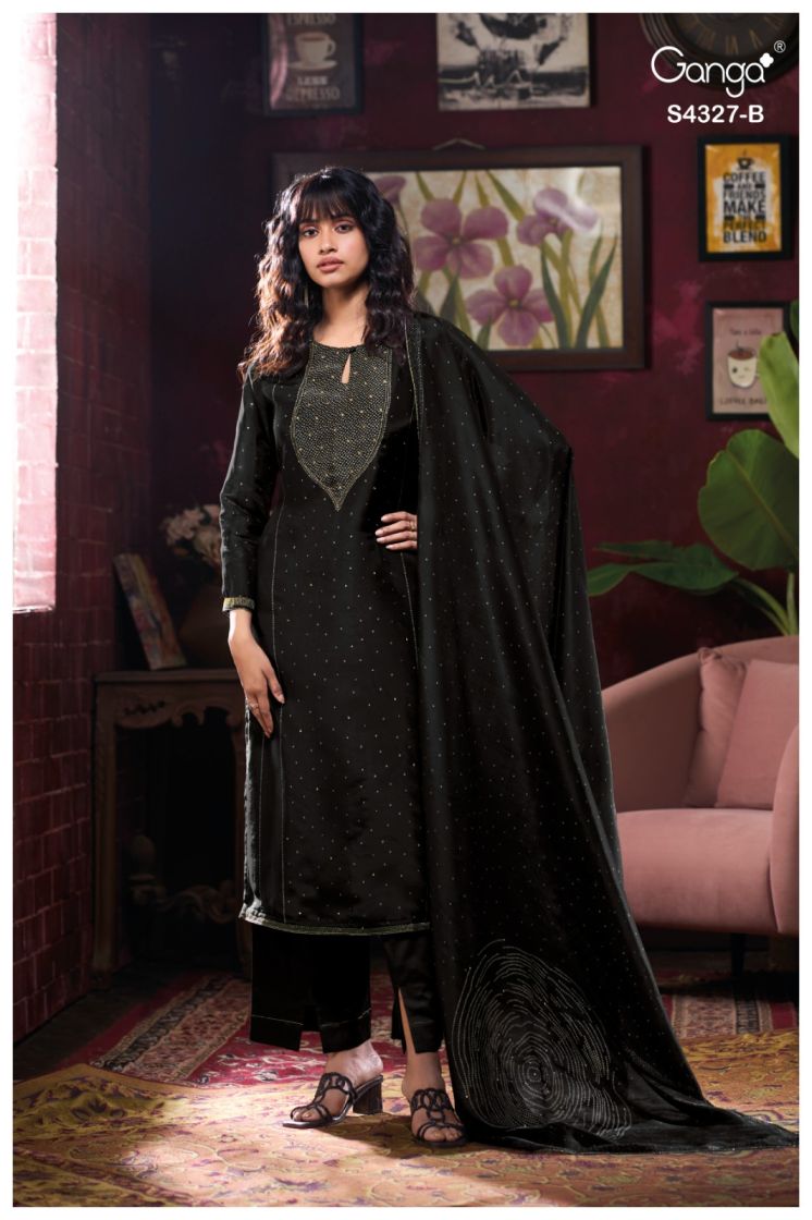 BUY GANGA SUITS ONLINE SALE GANGA LESHYA S4327 CLOSEUP IMAGE