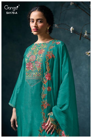 GANGA LISELLE S4179 PREMIUM PURE BEMBERG RUSSIAN SILK SUIT