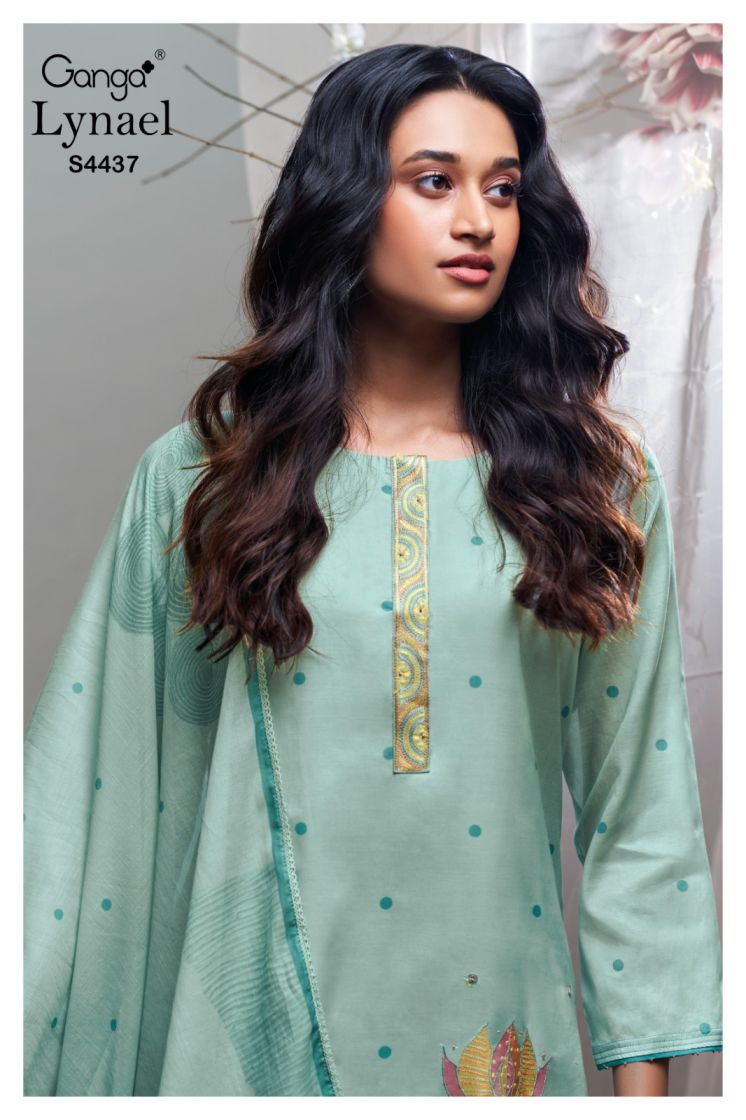 BUY GANGA SUITS ONLINE SALE GANGA LYNAEL S4437 FABRIC DETAIL