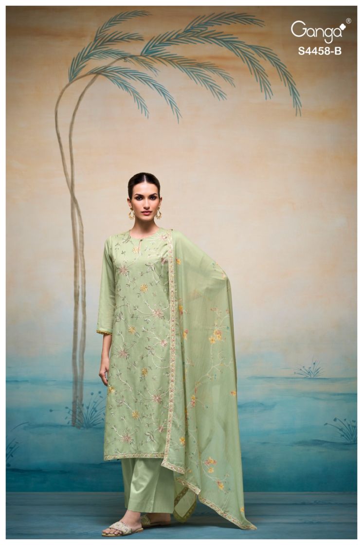 BUY GANGA SUITS ONLINE GANGA LYVARA S4458 DUPATTA DESIGN