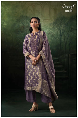GANGA MARISSA S4318 PREMIUM PURE BEMBERG SILK JACQUARD SUIT