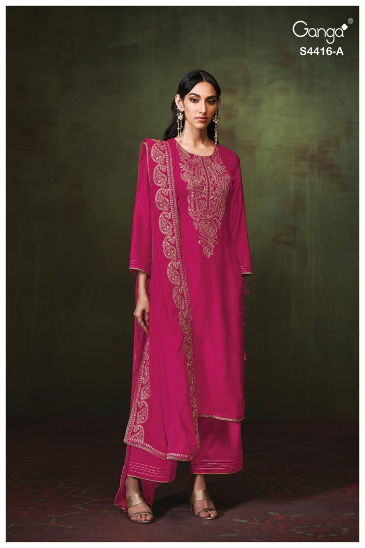 BUY GANGA SUITS ONLINE GANGA MIREZA S4416 FRONT VIEW