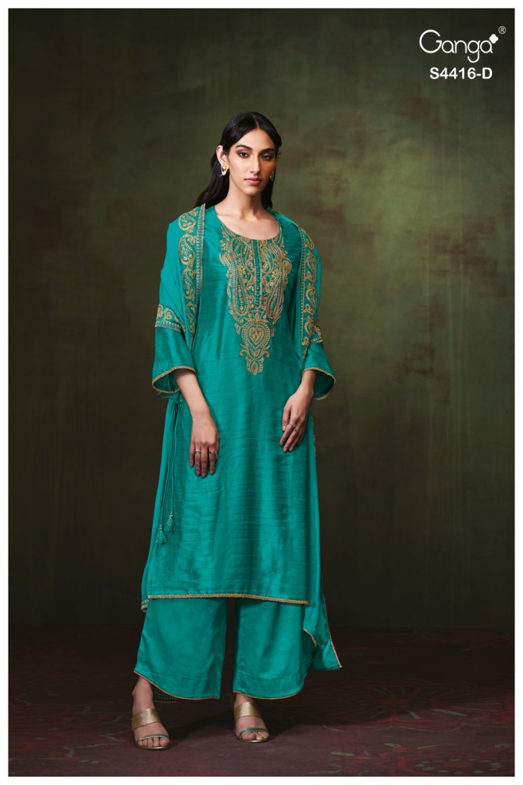 BUY GANGA SUITS ONLINE GANGA MIREZA S4416 FABRIC DETAIL