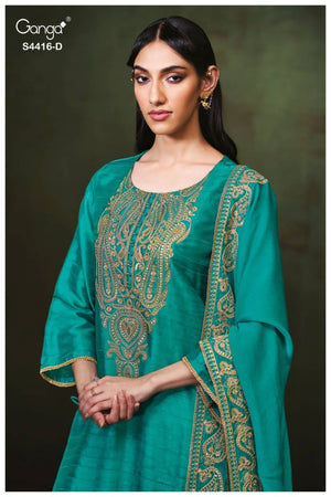 GANGA MIREZA S4416 PREMIUM PURE BEMBERG GULMOHAR SILK SUIT