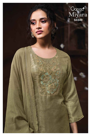 GANGA MIYARA S4349 PREMIUM PURE BEMBERG SILK JACQUARD SUIT