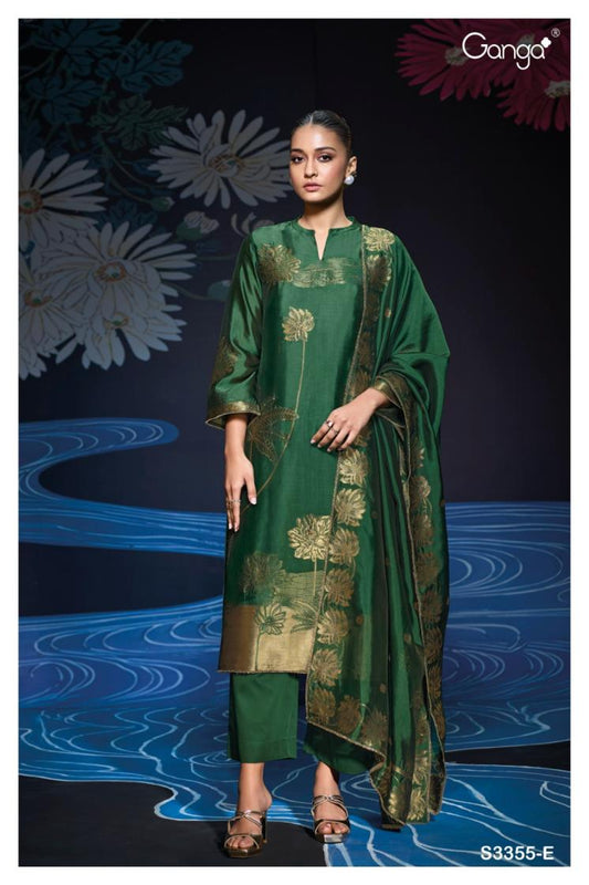 BUY GANGA UNSTITCHED SUITS ONLINE SHOPPING GANGA NADA S3355 FABRIC DETAIL