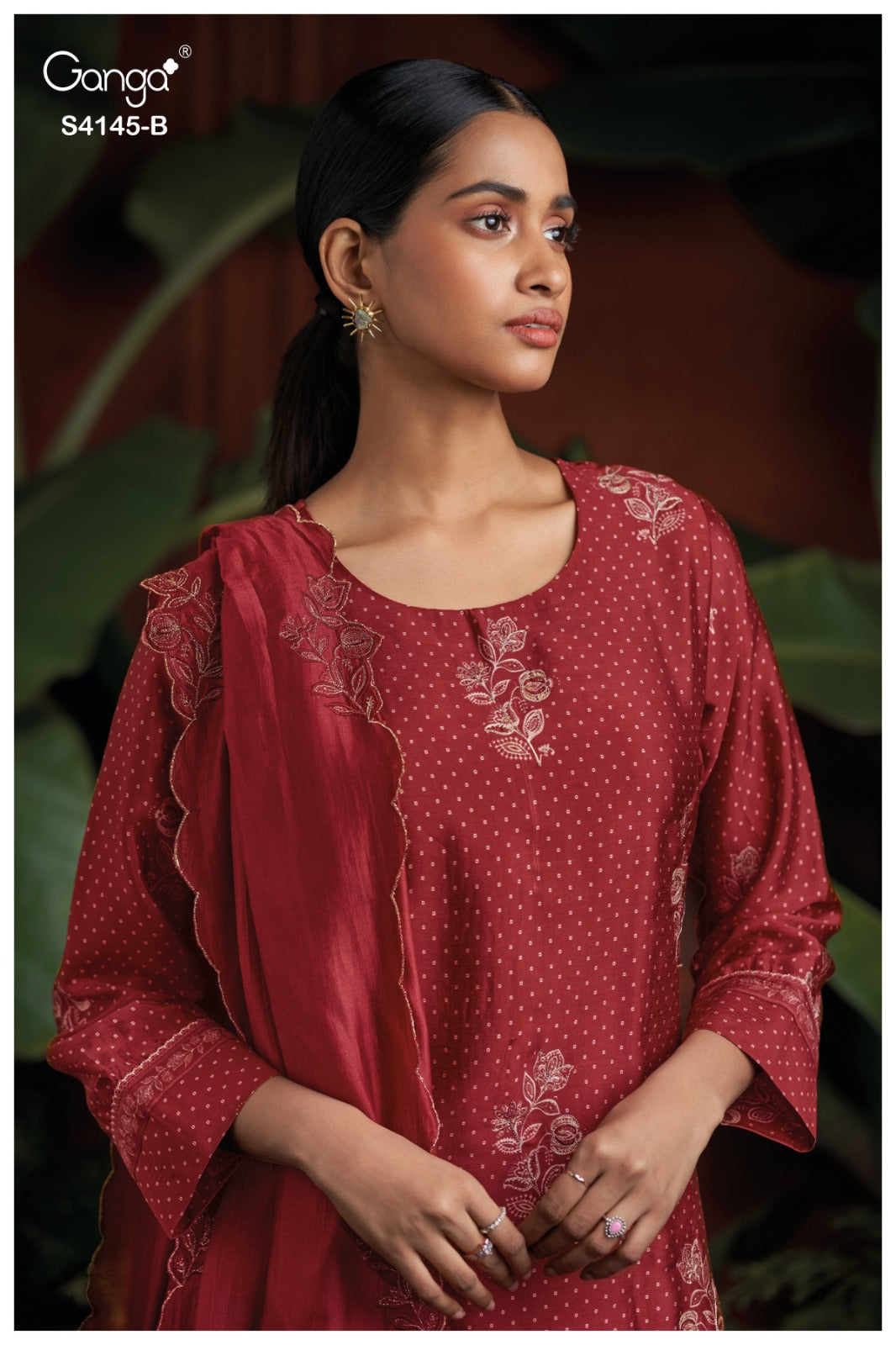 BUY GANGA SUITS ONLINE GANGA NARIAH S4145 FABRIC DETAIL