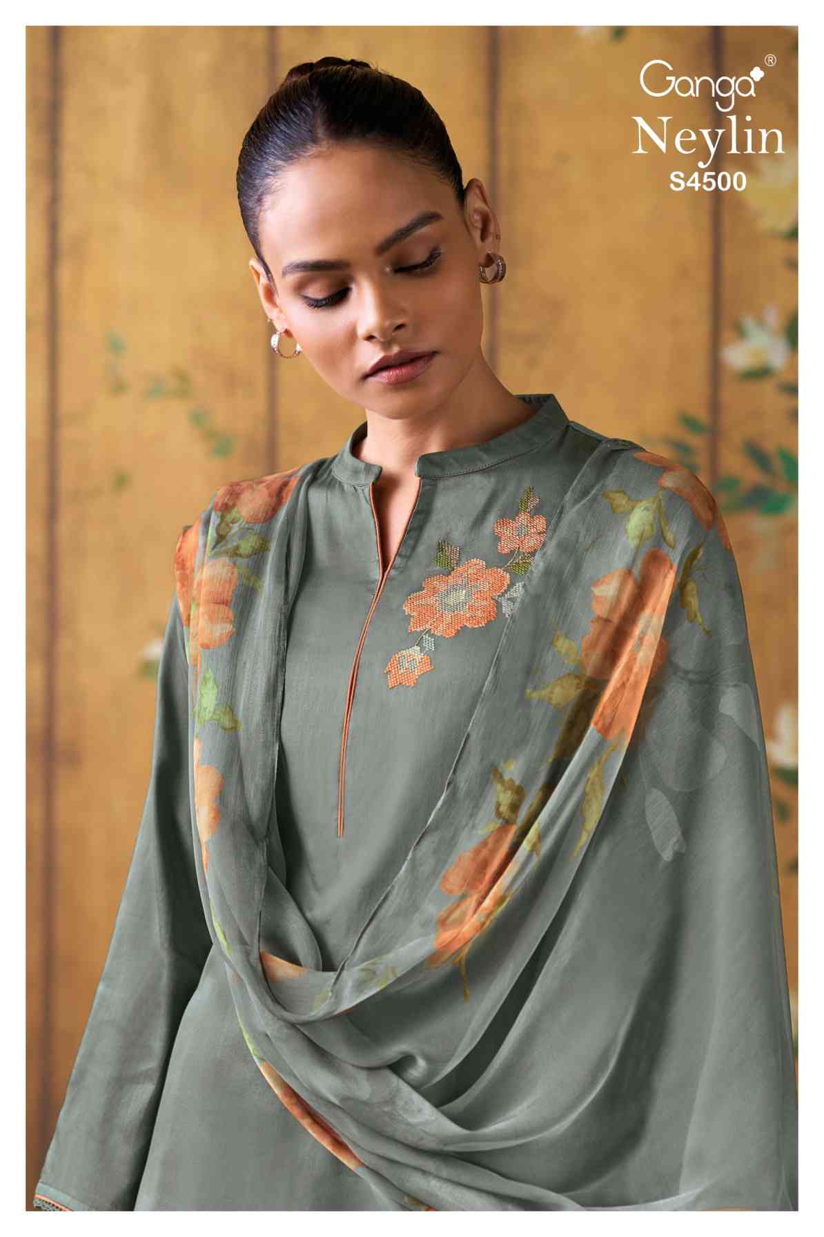 BUY GANGA SUITS GANGA NEYLIN S4500 FABRIC DETAIL