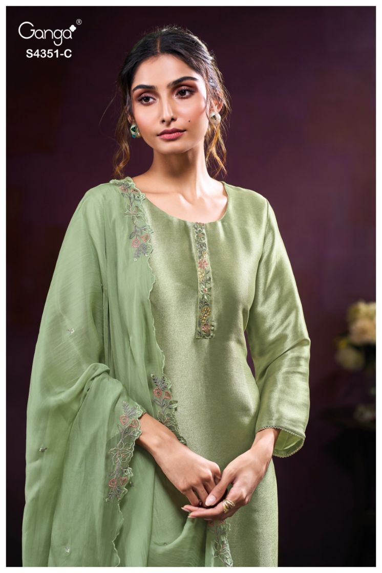 BUY GANGA SUITS ONLINE SHOPPING GANGA NOLVIA S4351 DUPATTA DESIGN