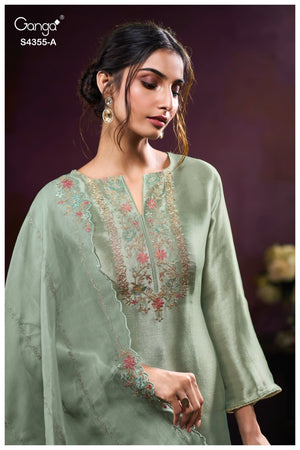 GANGA OLESHA S4355 PREMIUM PURE BEMBERG SILK SUIT