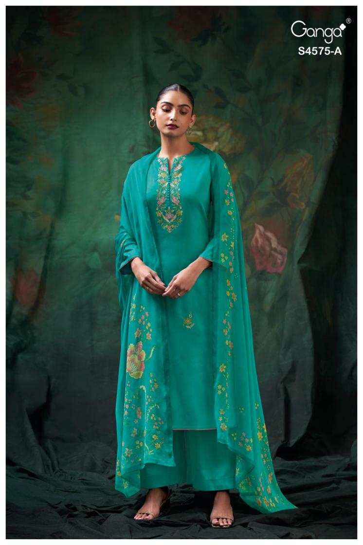 BUY GANGA SUITS GANGA PALOMA S4575 FABRIC DETAIL