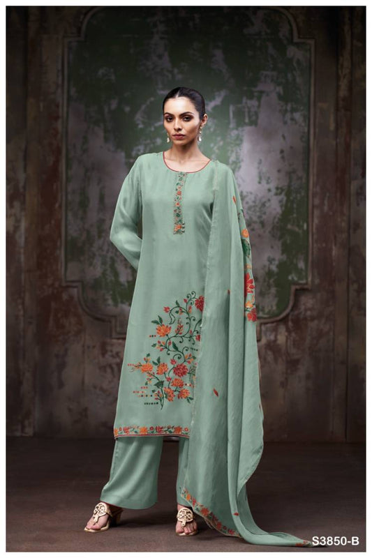 BUY GANGA UNSTITCHED SUITS ONLINE GANGA PRESHE S3850 FULL SET