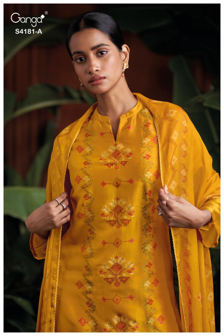 BUY GANGA SUITS ONLINE SALE GANGA PRIELLE S4181 DUPATTA DESIGN