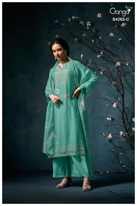 GANGA PRISELLE S4265 PREMIUM PURE BEMBERG SILK SUIT
