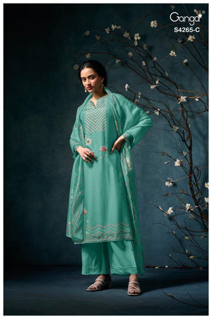 GANGA PRISELLE S4265 PREMIUM PURE BEMBERG SILK SUIT